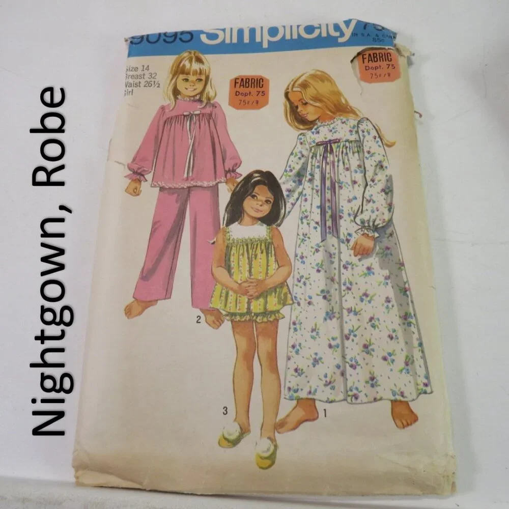 simplicity 9095 sewing pattern nightgown, shirt, pants, shorts